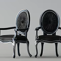 Black Accent Chairs With Round Backrest Armrests And Curved Silver Legs