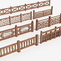Wooden Railings Featuring Various Traditional Patterns And Different Design Styles Collection 3d model