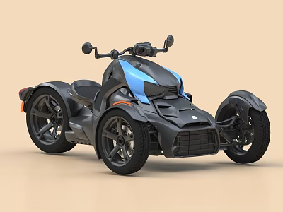 Blue and Black Three Wheeled Utility Vehicle With Modern Practical Design 3d model