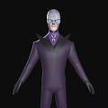 Man Wearing Purple Outfit With Black Collar 3D Virtual Character Model Design