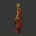 Man in Golden Traditional Attire with Red Cloak and Ornate Headdress