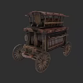Vintage Horse Carriage With Wooden Structure Aged Wheels And Canopy Design