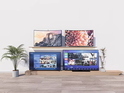 Projection Monitoring Setup With Multiple Display Monitors And Security Surveillance Screens 3d model