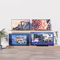 Projection Monitoring Setup With Multiple Display Monitors And Security Surveillance Screens