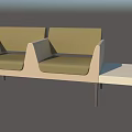 Modern Public Chair Design With Two Seats Beige Frame And Green Cushions