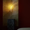 Modern Table Lamp With Glass Shade Candle Wick Design And Warm Light On Bedroom Nightstand