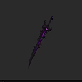 Ornate Fantasy Spiked Sword With Black Purple Design And Purple Gemstone Decoration