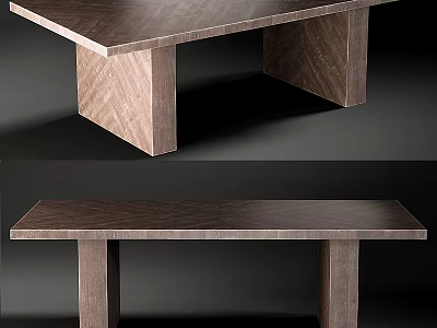 Modern Wooden Table With Geometric Legs Textured Surface And Interior Design 3d model