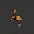 Fantasy Mythical Insect Creature With Orange Wings Striped Body And Green Orb