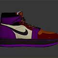 Stylish High Top Sneakers With Purple Red Orange Beige Design And Orange Laces Purple Sole