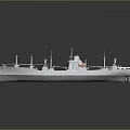 Military Naval Weapon Vessel Featuring Gray Long Hull Multiple Antennas And Deck Structures