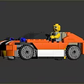 Lego Building Blocks Open Top Car with Orange White Black Design Yellow Driver Storage Box