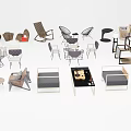 Diverse Modern Table and Chair Sets with Various Designs and Styles 3d model