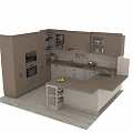 Modern Light Colored Kitchen Cabinets With Glass Fronted Wall Units And Countertop Fruits