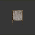 Classic Vintage Wooden Cabinet With Distressed Finish Drawers Doors And Curved Legs