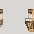 Wooden Bunk Bed With Ladder Guardrail And Solid Wood Construction 3d model