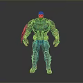 Detailed Game Movie Character With Blue Black Armor Standing Sci Fi Warrior Pose
