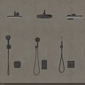 Black Shower Heads Six Different Designs Beige Wall Mounted Rainfall And Handheld Types