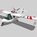Light White Passenger Aircraft With Red Striped Wings And Single Propeller