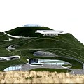 modern park sports park green forest sinking space 3d model