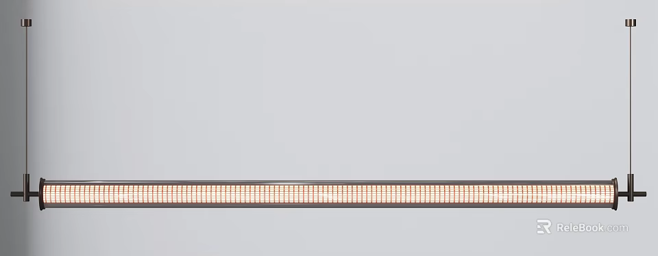 Modern Elegant Linear Chandelier With Brown And White Striped Design For Contemporary Interior Decoration 3d model 