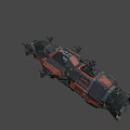 Sci Fi Spaceship Game Movie Character With Black Red Color Detailed Structure And Weaponry