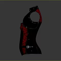 Black And Red Leather Vest With Decorative Pattern And Front Zipper Design