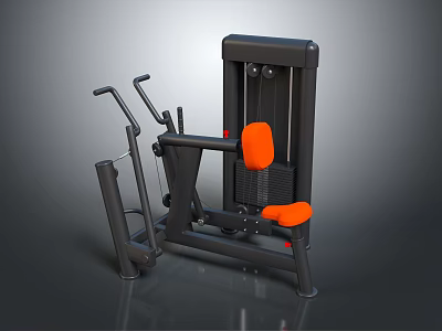 Strength Training Fitness Equipment With Black Metal Frame And Orange Seat Cushion 3d model