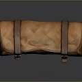 Brown Rolled Leather Bag With Belt Buckle Closure And Classic Design