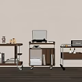 Middle-ancient style trolley side several mobile side several mobile trolley mobile storage rack square side several middle-ancient style ornaments 3d model