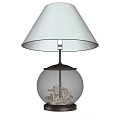 Modern Table Lamp With Silver Lampshade And Transparent Glass Globe Base