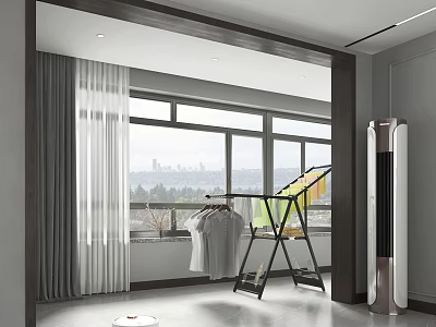 Modern Shoe Rack Design In Bright Indoor Room With Window And Curtains 3d model