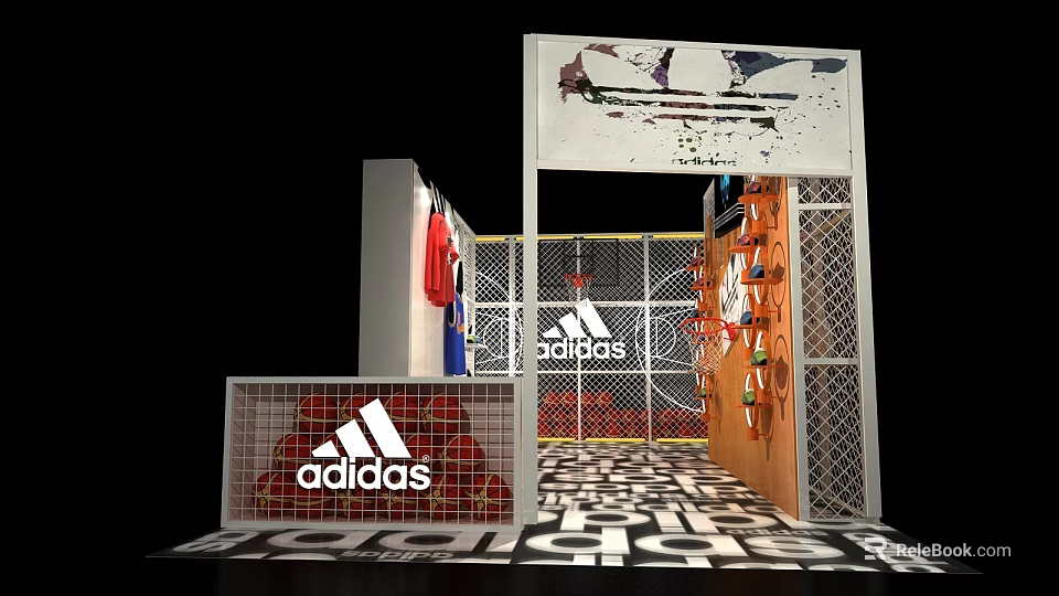 Adidas Store Interior Display With Sports Apparel Shoes And Brand Logo 3d model 