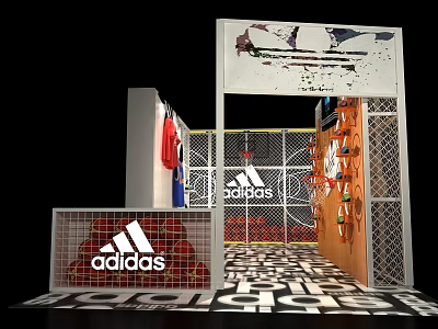 Adidas Store Interior Display With Sports Apparel Shoes And Brand Logo 3d model