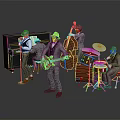 Stylish Game Movie Characters as Jazz Band Playing Piano Bass Guitar and Drums in Suits