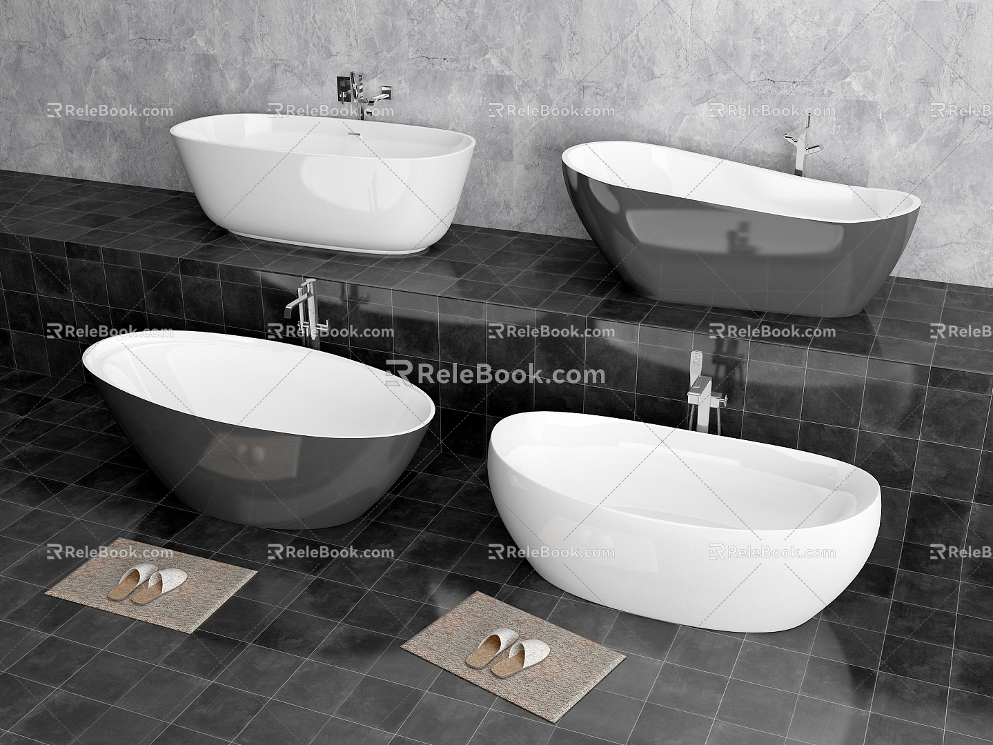 Modern Bathtub Ceramic Bathtub Combination 3d model