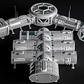 Cartoon Sci Fi Space Station Scene With Metallic Structures And Modules 3d model