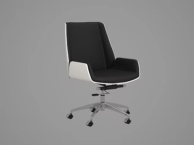 Modern Black and White Upholstered Office Chair With Adjustable Height And Swivel Casters 3d model