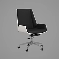 Modern Black and White Upholstered Office Chair With Adjustable Height And Swivel Casters