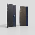 Modern Swing Door Design With Dark Panel And Sleek Metal Frame 3d model
