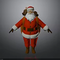 3D Santa Claus Model in Red Outfit With White Beard and Brown Backpack