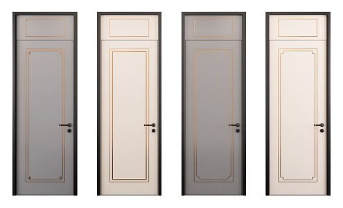 New Chinese Style Flat Door Single Door 3d model