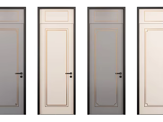 New Chinese Style Flat Door Single Door 3d model