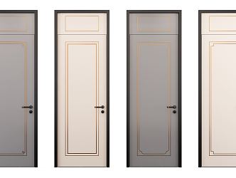 New Chinese Style Flat Door Single Door 3d model