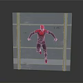 Glass Wall With Spider-Man In Red And Black Costume Standing In Front Of Reflective Background