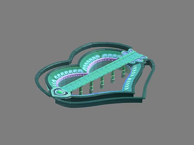 Heart Shaped Decorative Object Featuring Vibrant Illuminated Colorful Design Elements 3d model