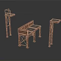Wooden Workbench And Metal Frame Stands With Stable Tabletop For Laboratory Use
