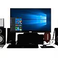 Dell Desktop Computer Setup With Monitor Speakers Keyboard And Windows Interface 3d model