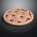 Fresh Berry Pie With Lattice Crust And Purple Filling In Metal Pan