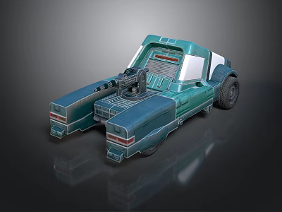 Futuristic Teal Concept Car With Unique Silhouette And Exposed Engine Parts 3d model